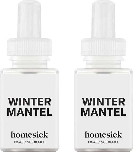 Pura & Homesick Home Scent Refill - Smart Home Air Diffuser Fragrance - Long-Lasting Luxury Scent per Refill - Clean Diffuser Fragrance - Household Essential - 2 Pack, Winter Mantel