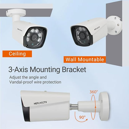 5MP Bullet Security Camera Hybird 4 in 1 TVI CVI AHD CVBS,5MP HD Weatherproof Outdoor Indoor Surveillance Cam,2.8mm Wide Angle,100ft Night Vision,Compatible with Analog TVI CVI AHD DVR