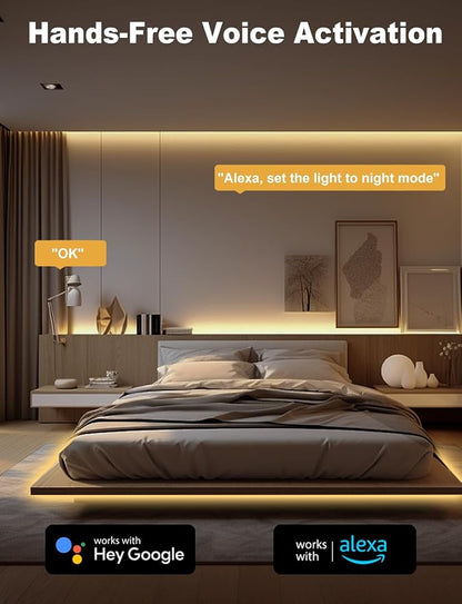 COB LED Strip Light 16.4ft, Dimmable 2300K-6500K White CCT Tunable, DC 24V Cuttable LED Tape Light, High Density 3040 LED 36W CRI 90, APP Remote Control, Music Mode, For Home DIY, Living Room, Bedroom