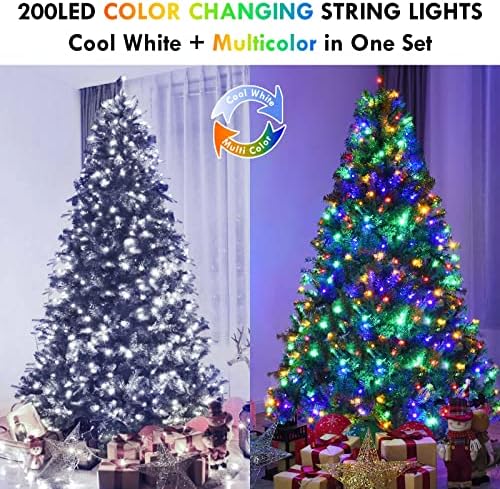 200 LED Connectable String Lights with Remote, Cool White to Multicolor