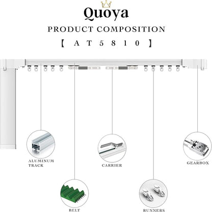 Quoya QL600 Motorized Smart Electric Curtain Track with Remote – Hidden Brackets, Automatic Curtain Opener, Compatible with Alexa, Google Home & Siri – App & Voice Control – up to 9.8 ft / 118 in