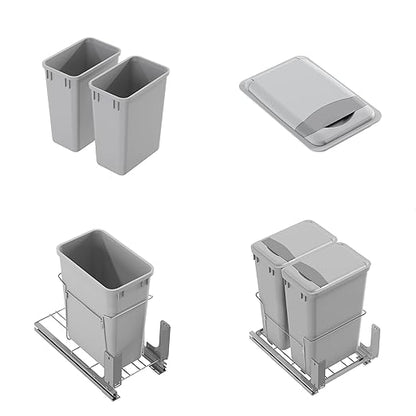Dowell 35Qt Wastebasket Trash Container, 9Gal, Plastic, Stackable, for Kitchen/Bathroom/Office, Fits Under Sink/Desk - Grey (1, 35 QT)