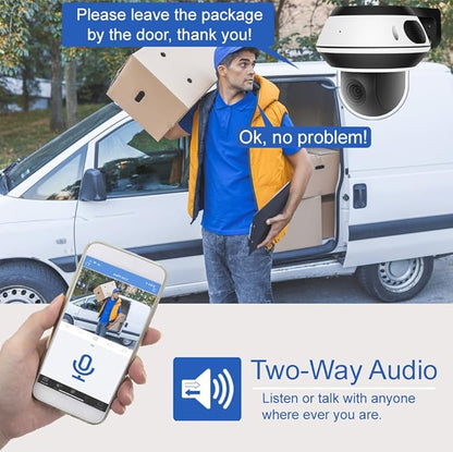 GW Security 8 Channel 12MP NVR with (4) x UHD 8MP 4K IP POE 5X Optical Zoom Motorized Two-Way Audio PTZ Color Night Vision Dome Security Camera System, Face Recognition, Human/Vehicle Detection