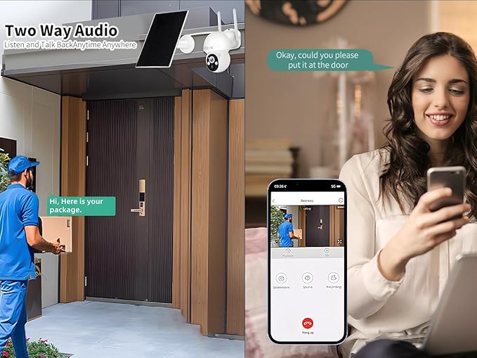 CKK Wireless Cameras for Home/Outdoor Security, Solar Security Cameras Wireless Outdoor 355°PTZ, 4MP 2.5K WiFi Camera with Spotlight, PIR Sensor, Siren, Color Night Vision, 2-Way Talk, SD/Cloud