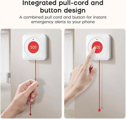 Tuya Zigbee Call Button for Elderly Caregiver Wireless Life Alert Caregiver Call Button App Notification Emergency Button SOS Alarm Bell for Seniors Waterproof No Monthly Fee