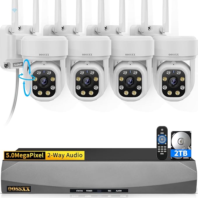(2026 Update) 5MP PT Wireless Security Camera System with AI Human Tracking, Dual-Band 2.4G&5G WiFi, 130° Wide Angle, 2-Way Audio, No Monthly Fee, Outdoor Home Security Kit
