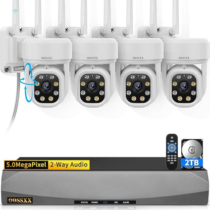 (2026 Update) 5MP PT Wireless Security Camera System with AI Human Tracking, Dual-Band 2.4G&5G WiFi, 130° Wide Angle, 2-Way Audio, No Monthly Fee, Outdoor Home Security Kit