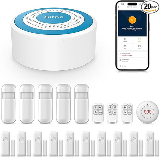 PGST Wireless Home Alarm System,Smart Home Security System with Instant Tuya App Alerts,DIY Door Alarms Kits Siren Hub with Door/Motion Sensors,Remote,Work with Alexa/Google Assistant for Apartment