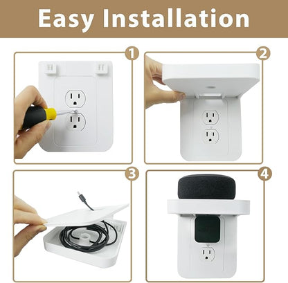 Outlet Shelf Holder Fit for Duplex Receptacle, Bathroom Decor,Cable Management,A Space Saving Solution, Homepod Mini Google Home/Echo/Smart Speakers/Electric Toothbrush/Cell Phone (Standard)