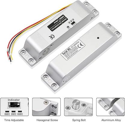 LIBO Complete RFID Access Control System Fingerprint Access Controller Keypad, DC12V / 3A Power Supply Transformer, Electronic Bolt Lock with Exit Button, 125KHz ID Keyfobs for All Type of Doors