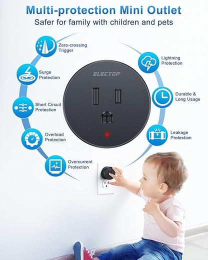 Remote Control Outlet, 15A/1500W Wireless Outlet Power Switch, No Wire Long Range Electrical Switch Plug On/Off for Lights, Fans, Christmas Lights, Household Appliance, 4000V Anti Surge Black, 2 Pack