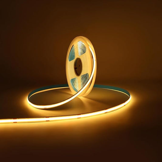 COB LED Strip Light, 16.4FT 2700k High Bright LED Light Tape with 2400 LEDs Flexible Cuttable for House Ceiling Bedroom Decor (DC 24V, No Power Supply)