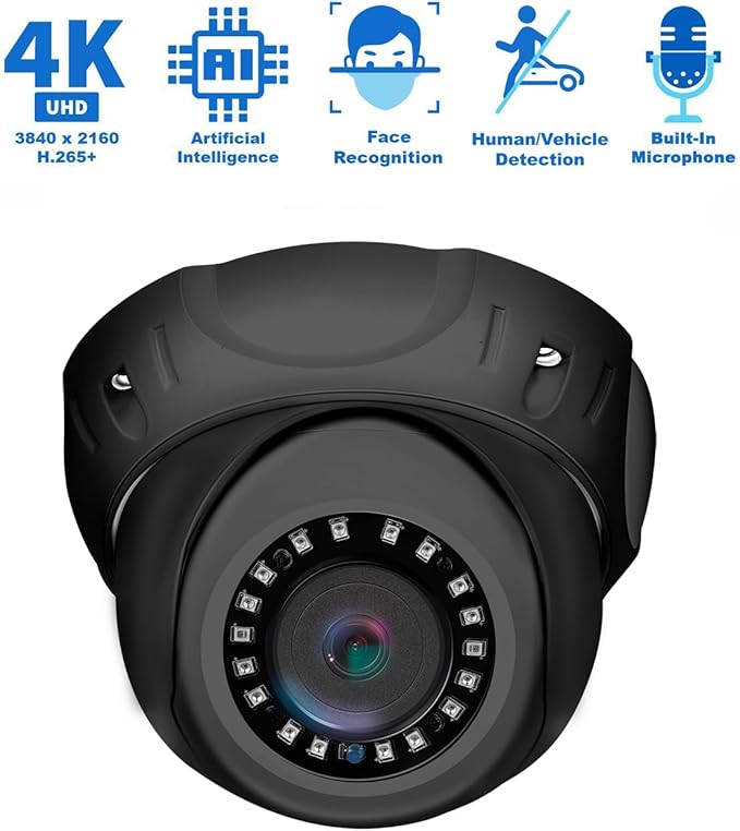GW Security 32 Channel 12MP NVR 4K AI Face Recognition Human & Vehicle Detection Surveillance Security Camera System with 24 UltraHD 4K 8MP IP PoE Microphone Dome Security Cameras (Grey)