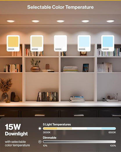 Sunco 60 Pack LED Disc Lights Ceiling 6 Inch, Flush Mount Disk Light, Recessed Can Lighting, 1050 LM, 15W (75W Equivalent), Selectable CCT 3000K/4000K/5000K/6000K/6500K, Dimmable, Damp Rated ETL