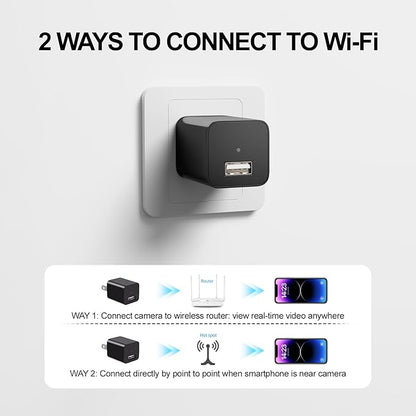 ULar Plug-in Indoor Camera, 4K UHD WiFi Small Cam, 16GB SD Card Included Wall Outlet Powered, Remote APP View & Motion Detection for Pets -No Audio