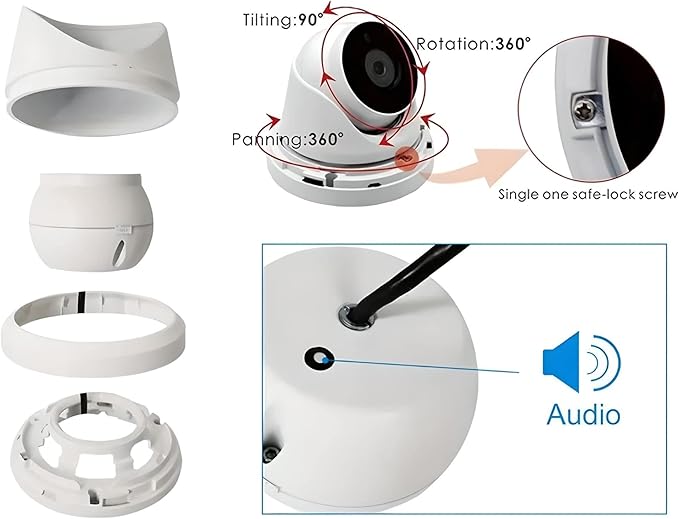 6MP PoE Security Camera Outdoor/Indoor, Wide Angle 110° 2.8mm IP Camera with Built-in Microphone, 100ft IR Night Vision, IP66 Weatherproof, H.265+ Compression, 3rd Party NVRs Compatible, NDAA