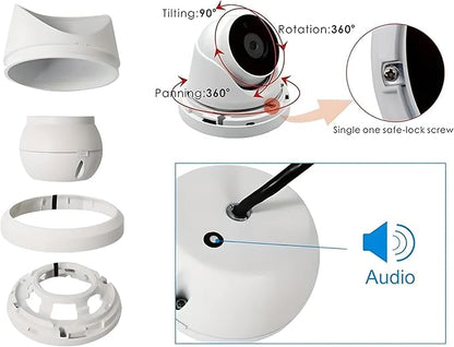 6MP PoE Security Camera Outdoor/Indoor, Wide Angle 110° 2.8mm IP Camera with Built-in Microphone, 100ft IR Night Vision, IP66 Weatherproof, H.265+ Compression, 3rd Party NVRs Compatible, NDAA