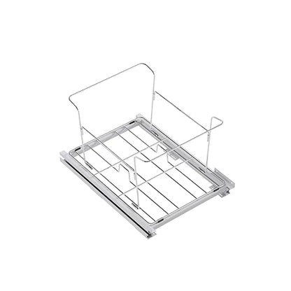 Dowell B18 Aluminum Base Wastebasket Pullout with Door Mount and Two 50Qt/13Gal Plastic Bins (4012 0218+50x2)