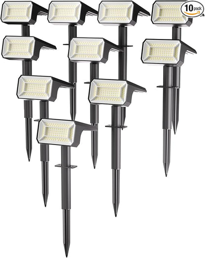 Fabrito 10 Pack Solar Spot Lights Outdoor Waterproof IP67, [108 LEDs, 4 Modes] Dusk to Dawn Spotlights for All Night, 2-in-1 Solar Landscape Lights for Garden, Yard, Tree, Pool, Cool White