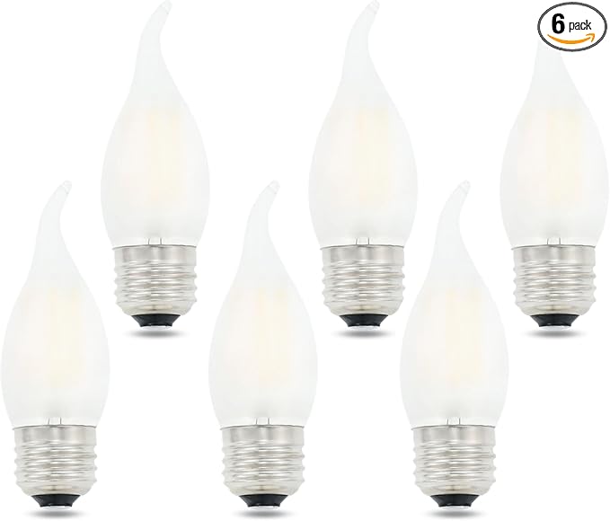 Chandelier LED Light Bulbs 40W Equivalent E26 Base,Dimmable 4W 5000K Daylight White,B11 E26 Candelabra Bulb Frosted Flame Bent Tip Shape,6 Pack
