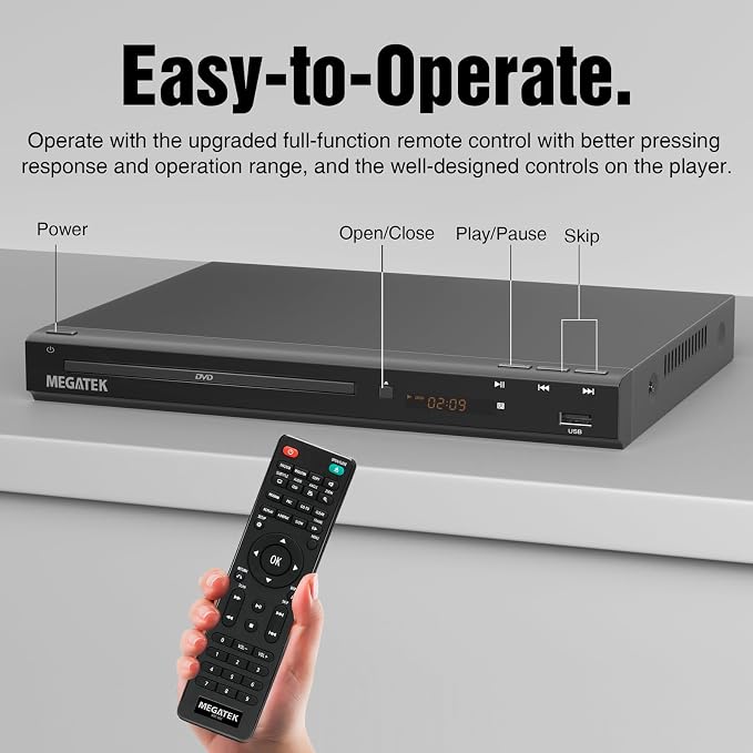 MEGATEK Region-Free DVD Player for TV with HDMI & 1080P Upscaling