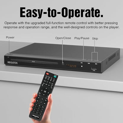 MEGATEK Region-Free DVD Player for TV with HDMI & 1080P Upscaling