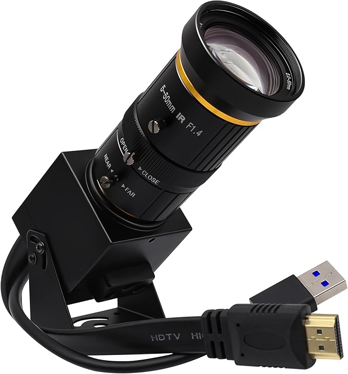 SVPRO 4K 60fps HDMI Camera USB3.0 Streaming Webcam with 5-50mm Manual Telephoto Lens 10X Optical Zoom H.264 Industrial Microscope Close-Ups Camera,USB and HDMI Dual Ouput