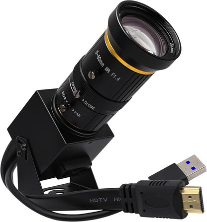 SVPRO 4K 60fps HDMI Camera USB3.0 Streaming Webcam with 5-50mm Manual Telephoto Lens 10X Optical Zoom H.264 Industrial Microscope Close-Ups Camera,USB and HDMI Dual Ouput