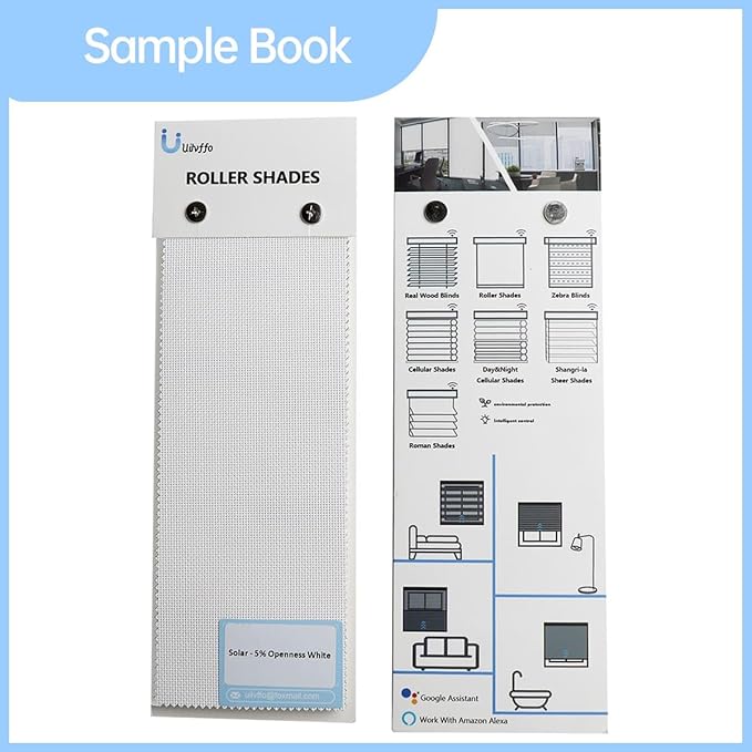 Solar Shades Fabric Sample, Light Filtering Shades Sample booklets for Indoor Windows Treatment, Roller Shades Sample（1-5% Openness Mixed）