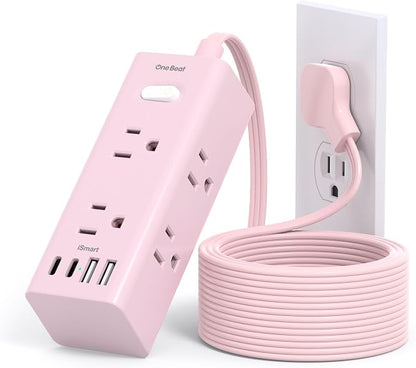 One Beat 10Ft Extension Cord with Multiple Outlets,Flat Plug Power Strip