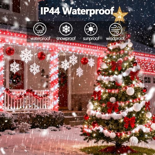 Voice Control 88 Ft 240 LED Smart String Lights with Remote, Red and White