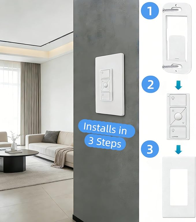 LXLO Remote Wallplate Bracket, Perfectly Compatible with Lutron Wireless Pico Remote Contro,Seamless Snap Wall Mount Bracket,Enhance Your Smart Home Experience (3pcs)