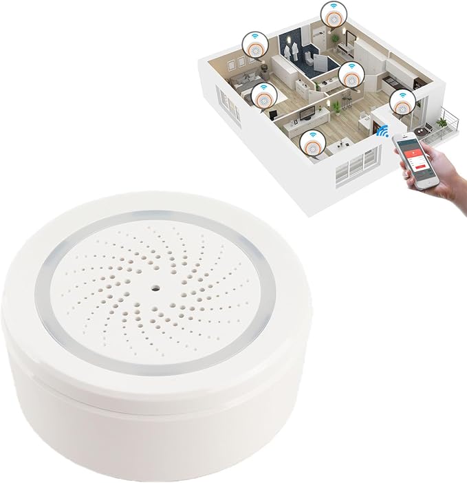 Walfront Smart Security Alarm Wireless Home Alarm System with 90dB Siren 18 Tones APP Control 2.4GHz for Burglar Door Sensor Motion Detector (WiFi)