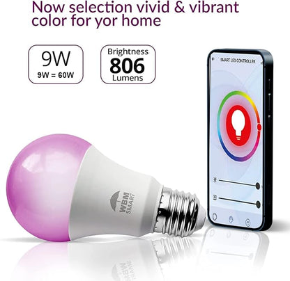 Himalayan Glow LED Light Bulb, RGB Color Changing & Dimmable, 9.5 Watts WiFi Control Multicolor Bulb, Compatible with Alexa, Google Home & Mobile App, Best for Home Décor - 2 Counts