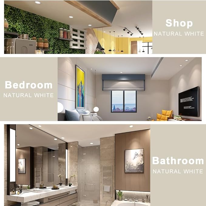 2 Inch LED Downlight, 3W Recessed Lighting Dimmable Ceiling Light Kit, 4000K Natural White, CRI80 White LED Can Lights with Driver(35W Halogen Equivalent), 6 Pack