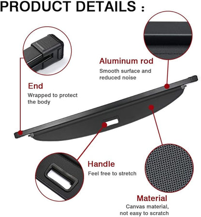 Powerty Fit for Cargo Cover Kia NIRO 2017-2022 Rear Trunk Shade Retractable Trunk Shield Luggage Tonneau Security Cover Black (Not for 2023 NIRO)