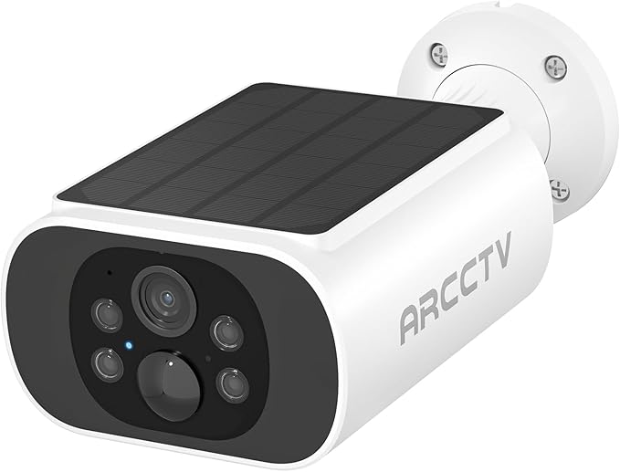 ARCCTV Solar Security Camera Outdoor Wireless, 4MP Battery Powered Home Surveillance Camera with Embedded Solar Panel, PIR Motion Sensor, 2.4G/5G Dual Band WiFi
