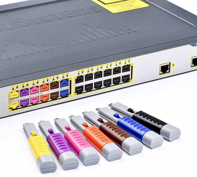 RJ45 Port Lock with Key - 10 Locks 1 Key (Yellow)