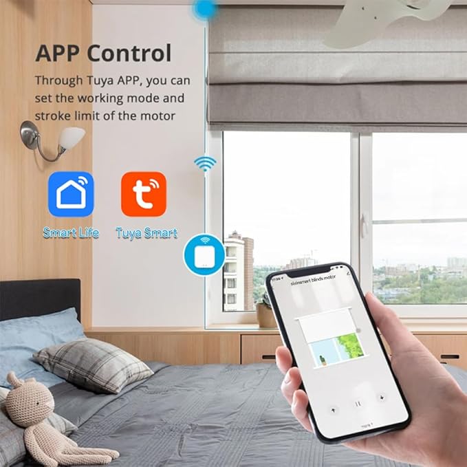 Tuya ZigBee 3.0 Smart Roller Shade Motor, 110V AC Electric Tubular Motor for 1.5" Tube, Motorized Blinds Kit Compatible with Alexa & Google Home, Zebra Blinds Motor, 5 Years Warranty (1.5N.m Torque)