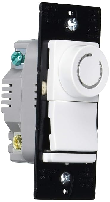 Legrand Pass & Seymour 450W Deco Rotary Preset LED Dimmer Light Switch, For Home Lighting & Ambient Mood Control, Dimmable LED & CFL Bulbs, 3-Way, DRCL453PWV, White, 1 Count
