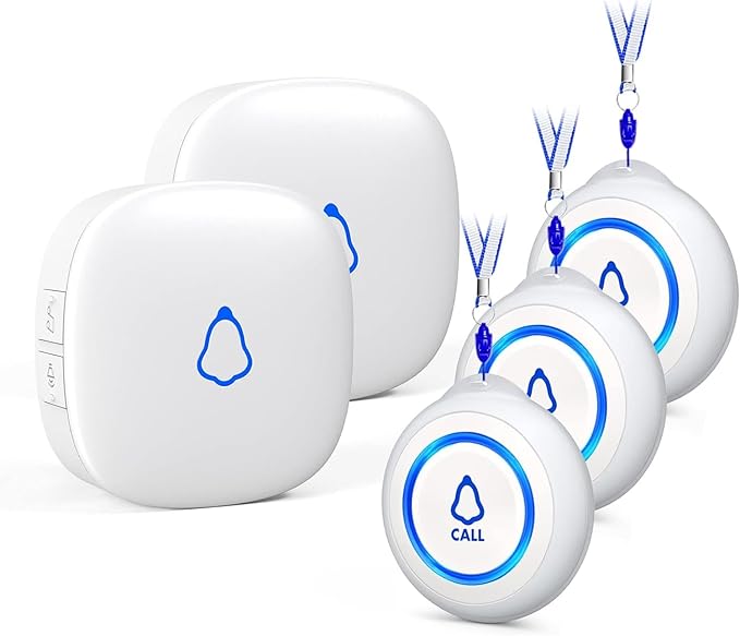 Wireless Caregiver Pager, Medical Alert Systems with 3 Call Buttons and 2 Receivers for Seniors/Elderly at Home, Emergency Panic SOS Call Bell, Nurse Calling & Patient Assistance Alert