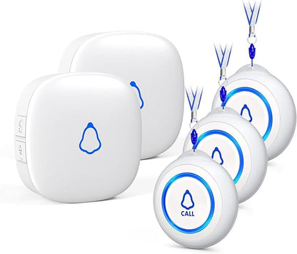Wireless Caregiver Pager, Medical Alert Systems with 3 Call Buttons and 2 Receivers for Seniors/Elderly at Home, Emergency Panic SOS Call Bell, Nurse Calling & Patient Assistance Alert