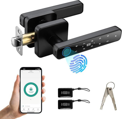 Smart Door Knob with Key & Keypad, Biometric Fingerprint Door Lock