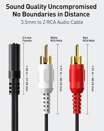 VCE 3.5mm Female to 2 RCA Splitter Male Stereo Audio Y Cable 2-Pack, Gold Plated Adapter Compatible for TV,Smartphones, MP3, Tablets, Speakers,Home Theater (39 inch)