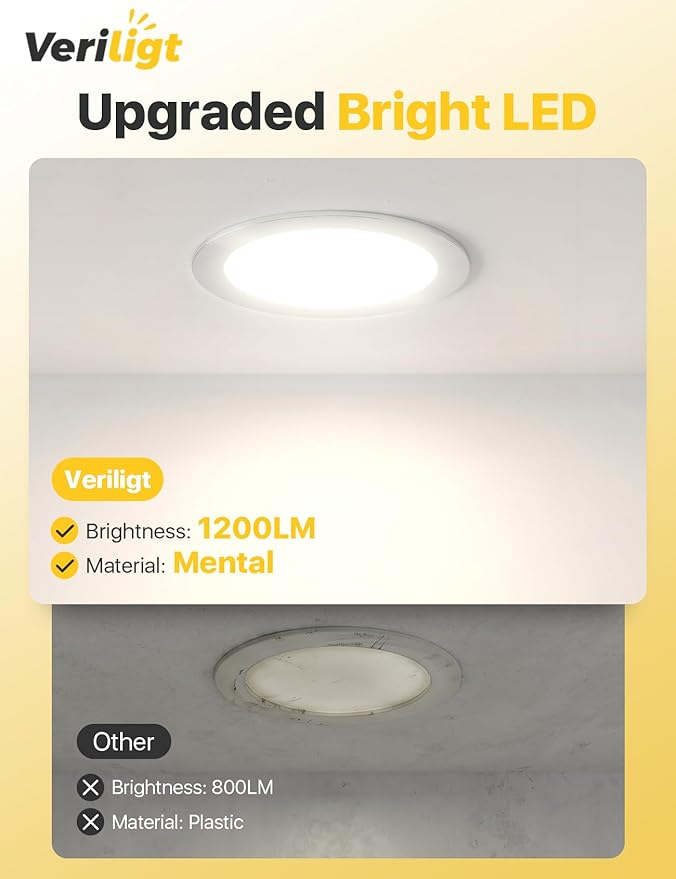 48 Pack 4 Inch LED Recessed Light, Dimmable, Damp Rated, 5CCT Selectable, 9W 750LM, 120V, Silm Canless Wafer Ceiling Light, ETL&FCC