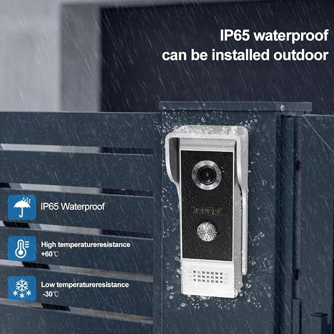 YiToo 7" Wired Video Door Phone Intercom System 1080P Indoor Monitor Touch Screen with HD Infrared Outdoor Doorbell WiFi Tuya APP Connection for Villa Home Office Apartment