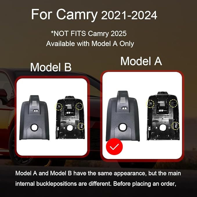 4K Dash Cam Suitable for Toyota Camry 2021 2022 2023 2024 LE L XLE TRD XSE SE Hybrid (Gen8/XV70), OEM Look, 2160P UHD Video， WiFi & APP, Loop Recording, G-Sensor, Easy to Use,128G (F10)