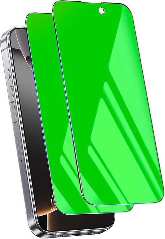 Privacy Screen Protector for iPhone 14 Pro Max/15 Plus/16 Plus Tempered Glass 6.7 inch Private Protective Film Anti-Blue Light Anti Spy No-Bubble Gradient Green [HD Clarity]
