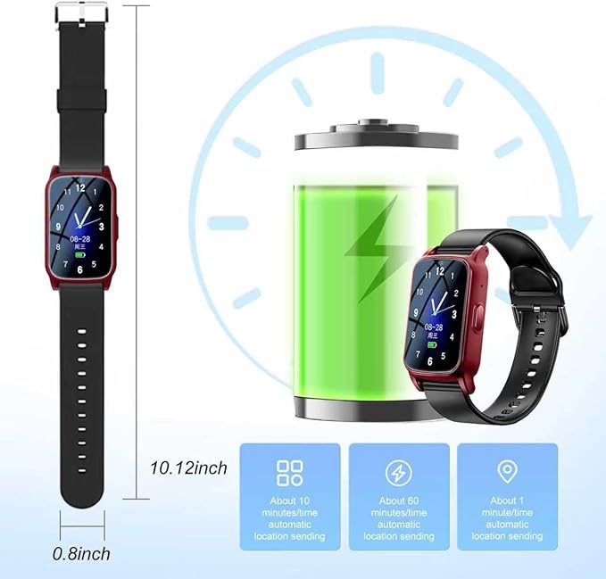 Fall Detection Smart Watch for Seniors with GPS Tracking, SOS Alert & HD Video Call, Waterproof Fitness Tracker for Dementia/Alzheimer’s, 4G Safety (Modern, Red)