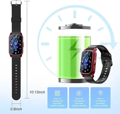 Fall Detection Smart Watch for Seniors with GPS Tracking, SOS Alert & HD Video Call, Waterproof Fitness Tracker for Dementia/Alzheimer’s, 4G Safety (Modern, Red)